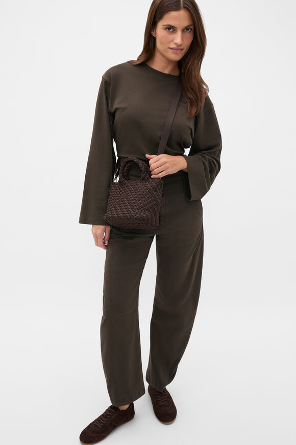 Woven Textured Crossbody Bag  Coffee Bean  hi-res