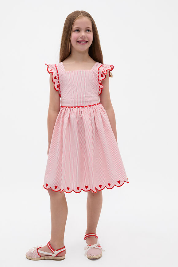 Scallop Stripe Dress  Strawberry Red  hi-res