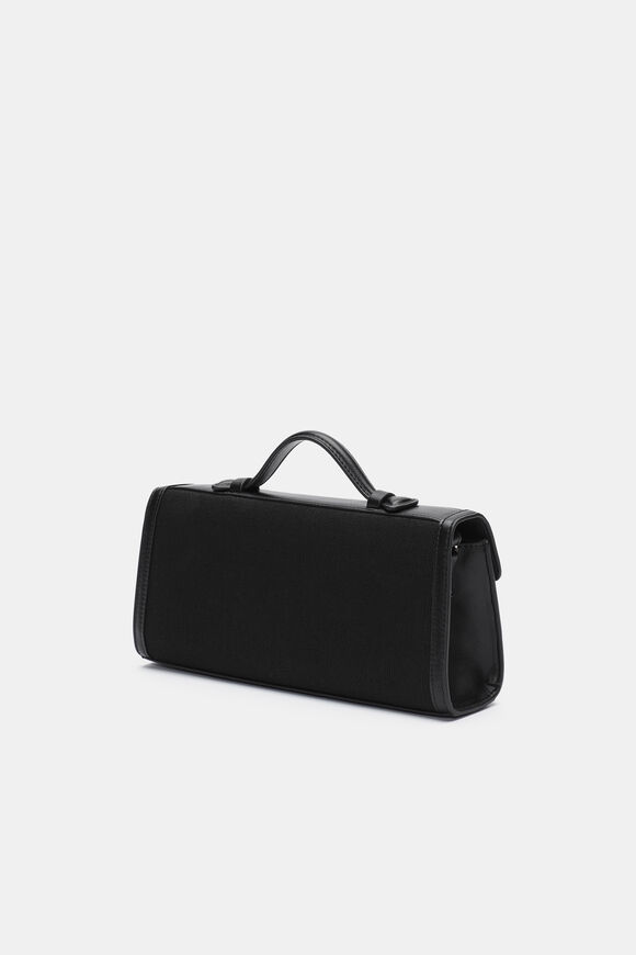 Textured Fabric Clutch  Black  hi-res