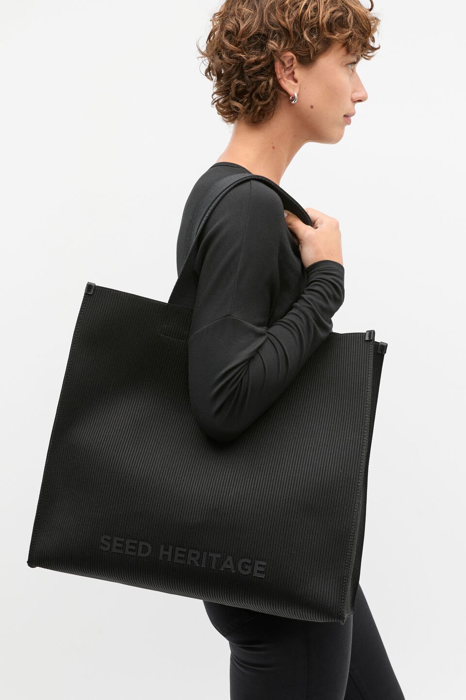 Large Knit Tote  Black