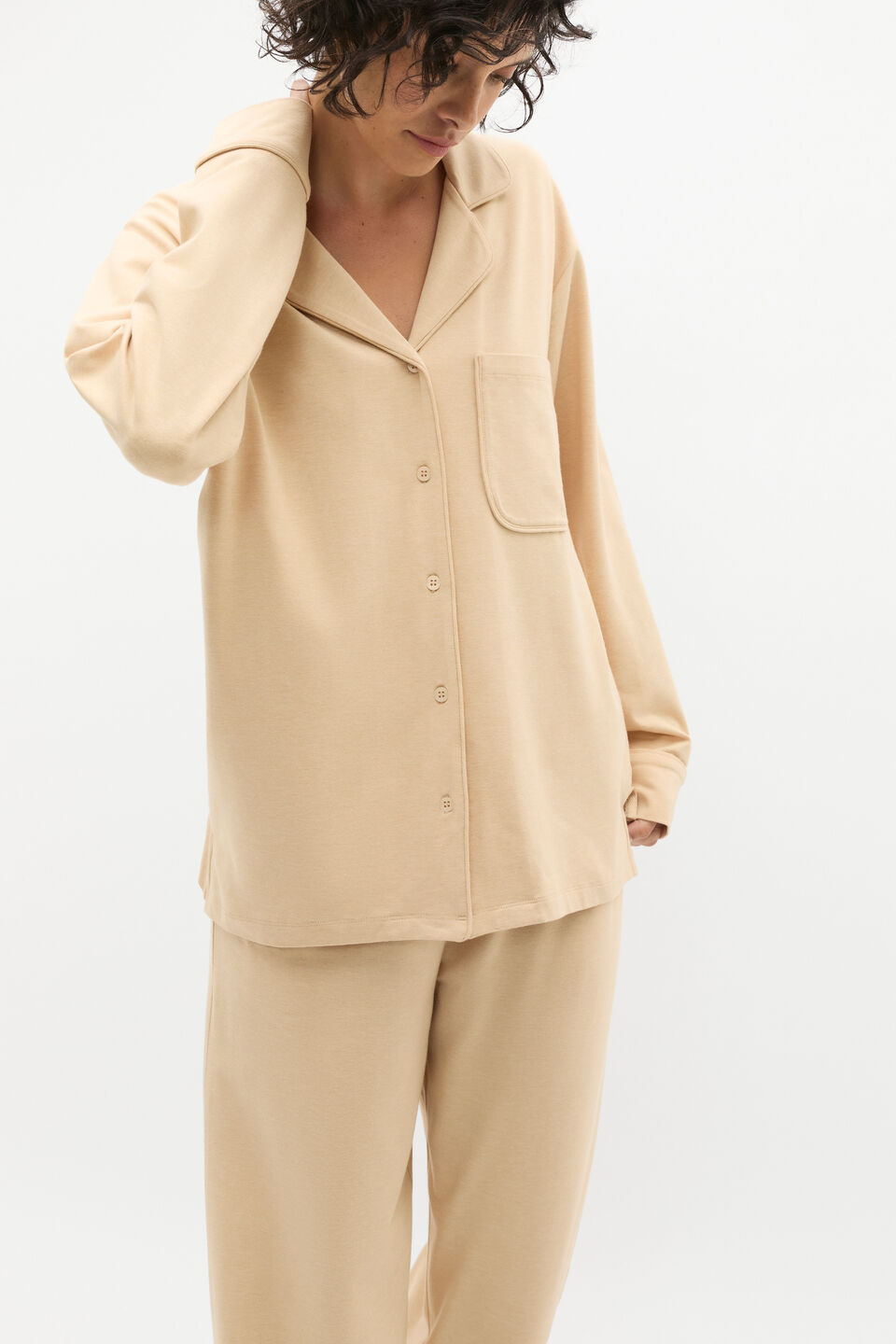 Jersey Button Through Top and Pant Set  Marzipan Marle