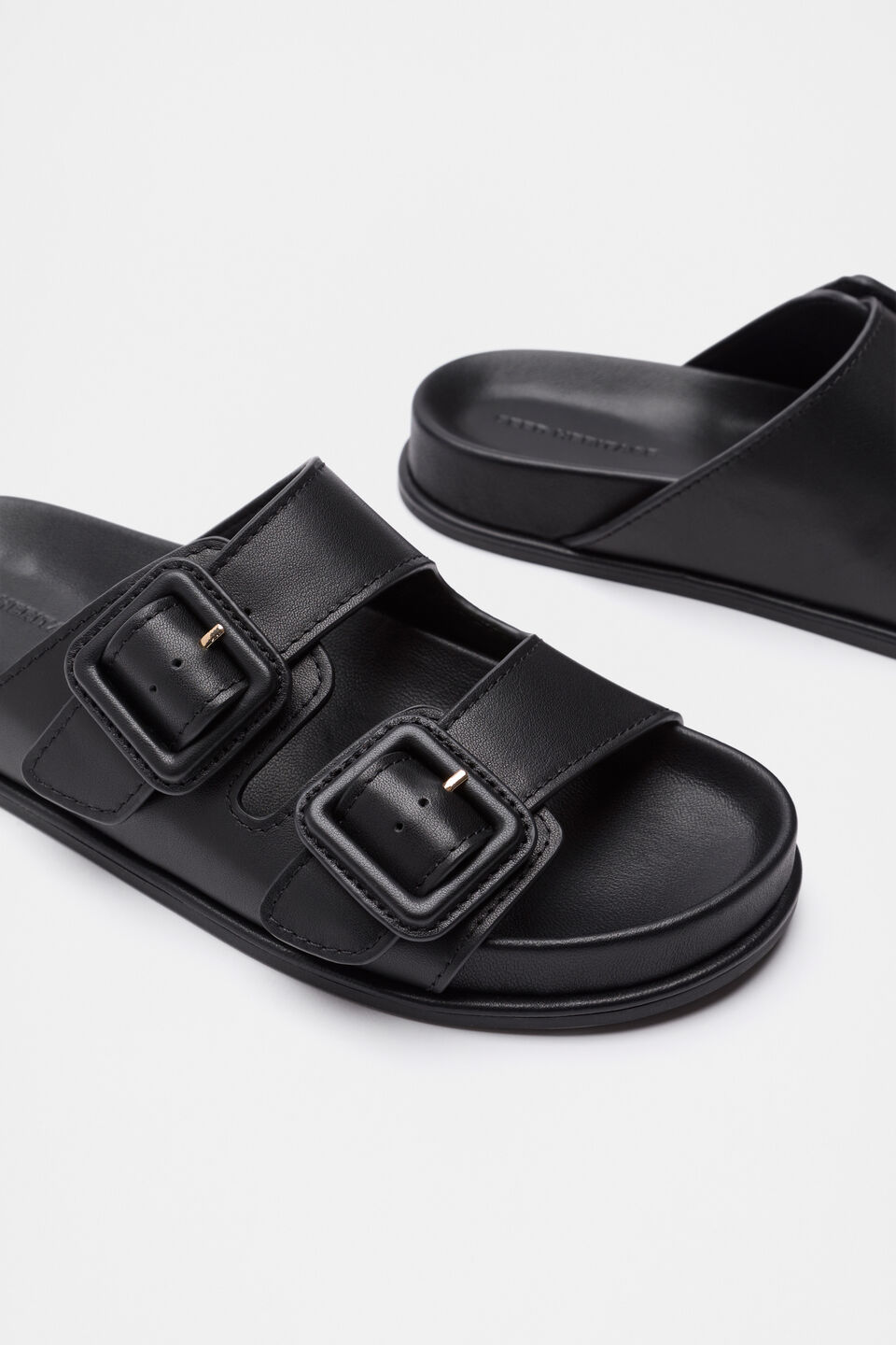 Dulci Covered Buckle Slide  Black