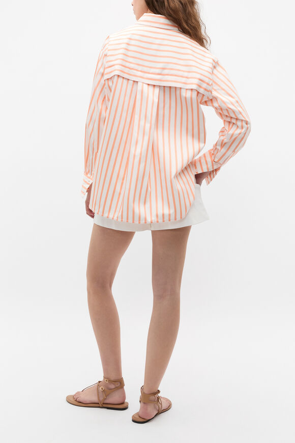 Cotton Stripe Pocket Shirt  Tangerine Stripe  hi-res