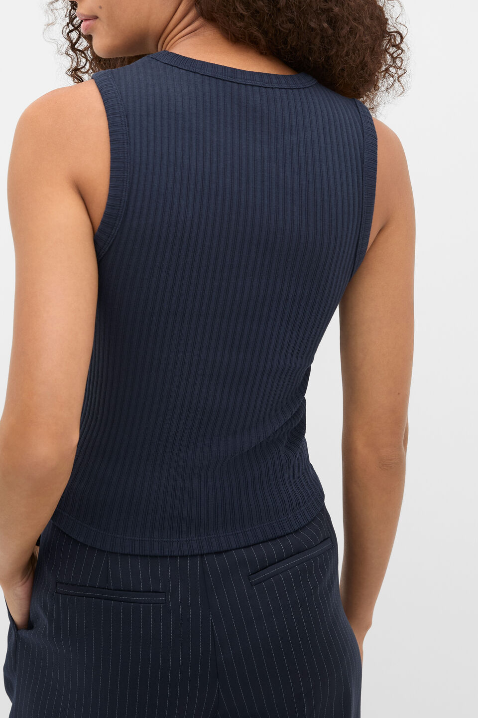 Cotton Rib Tank  Twilight Blue