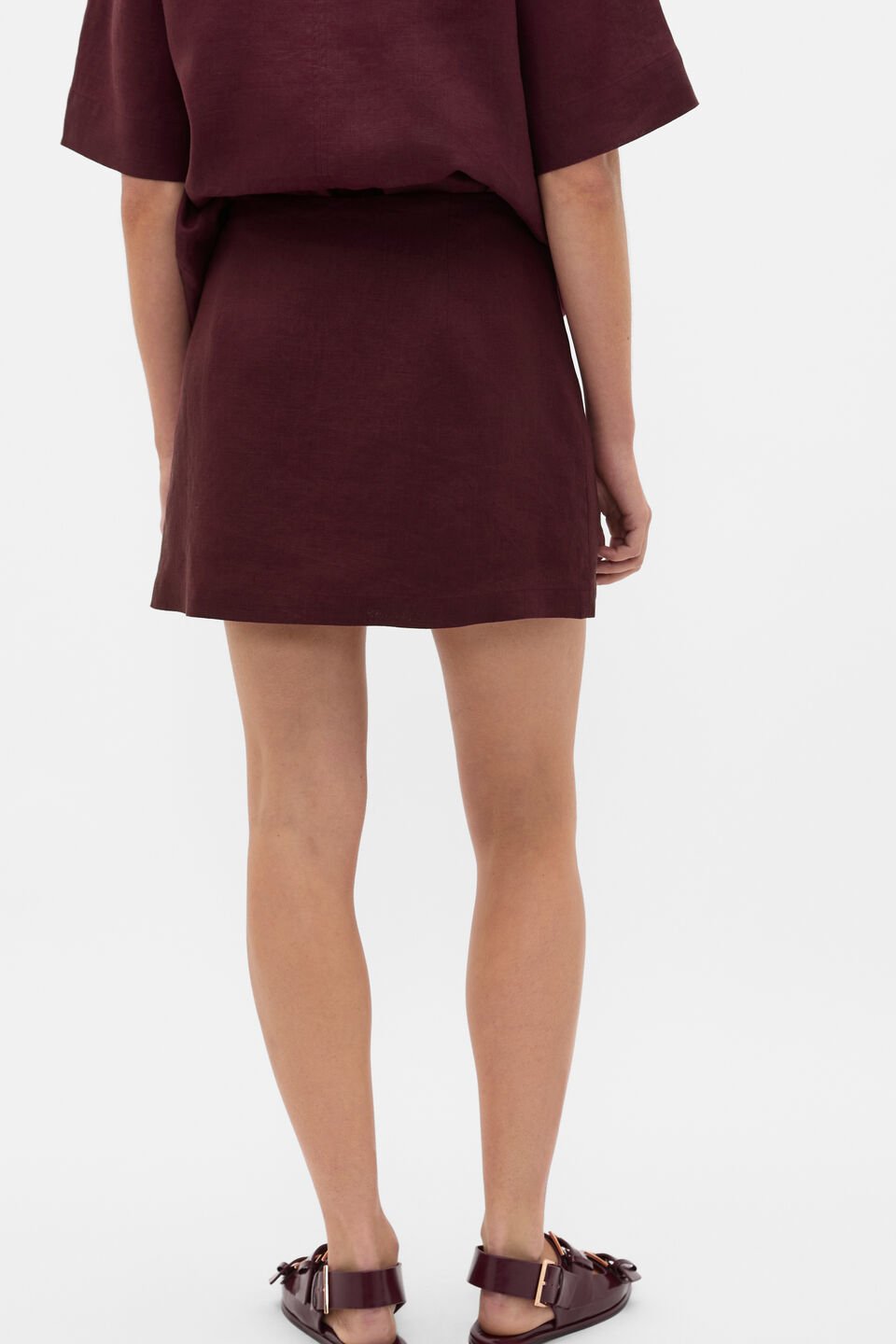 Linen Wrap Skort  Plum Red