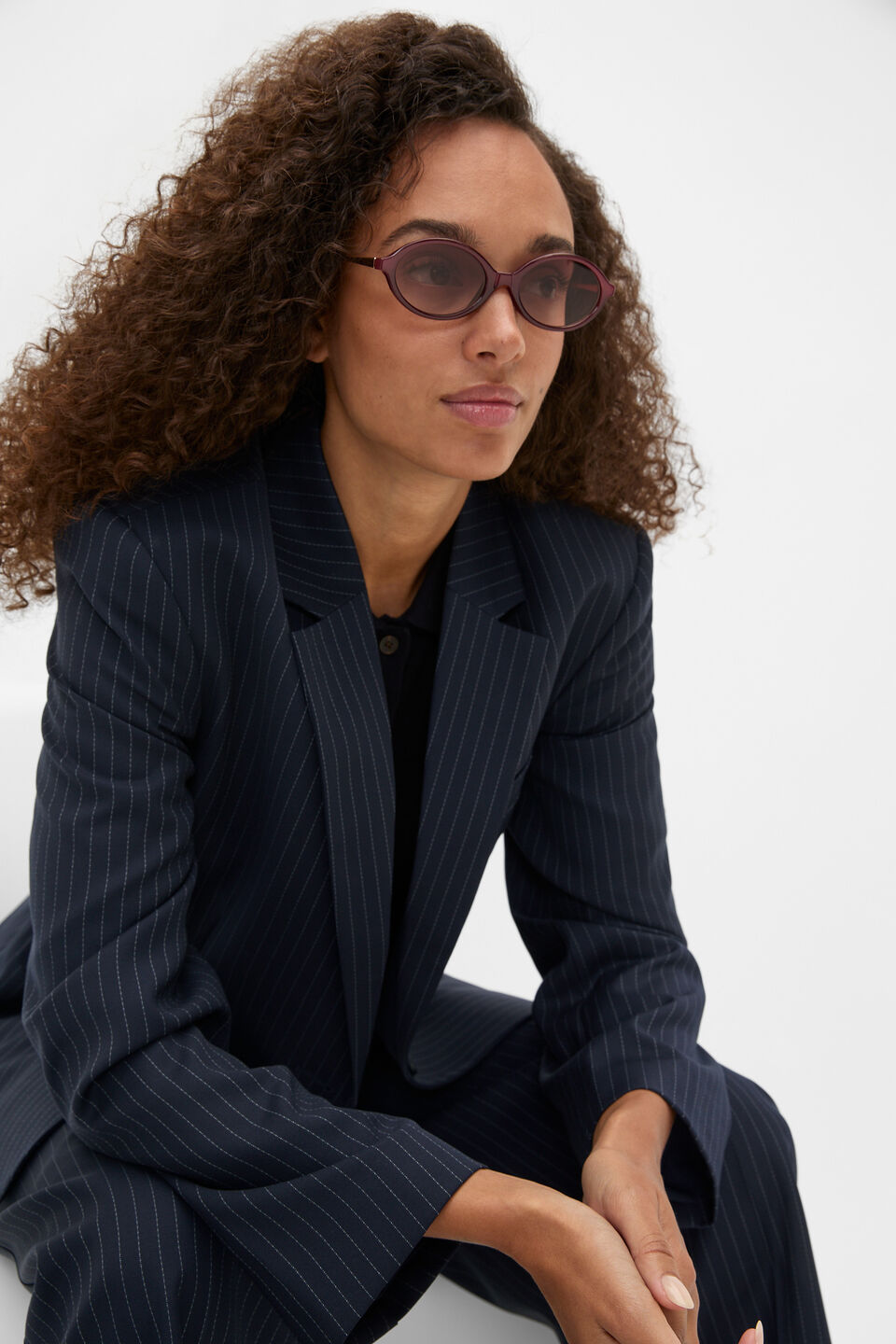 Sabrina Oval Sunglasses  Plum Red