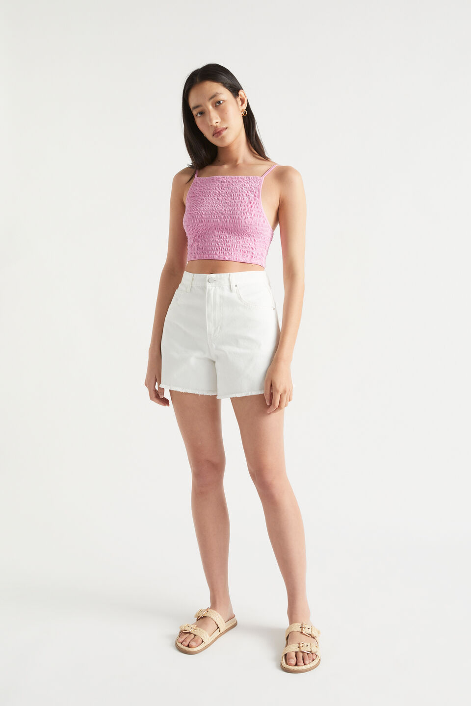 Shirred Jersey Crop  Soft Orchid