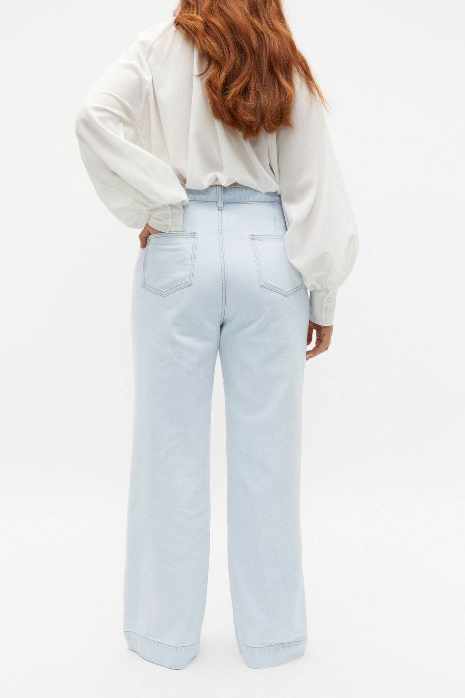 Denim Wide Leg Rigid Jean  Stone Blue Wash