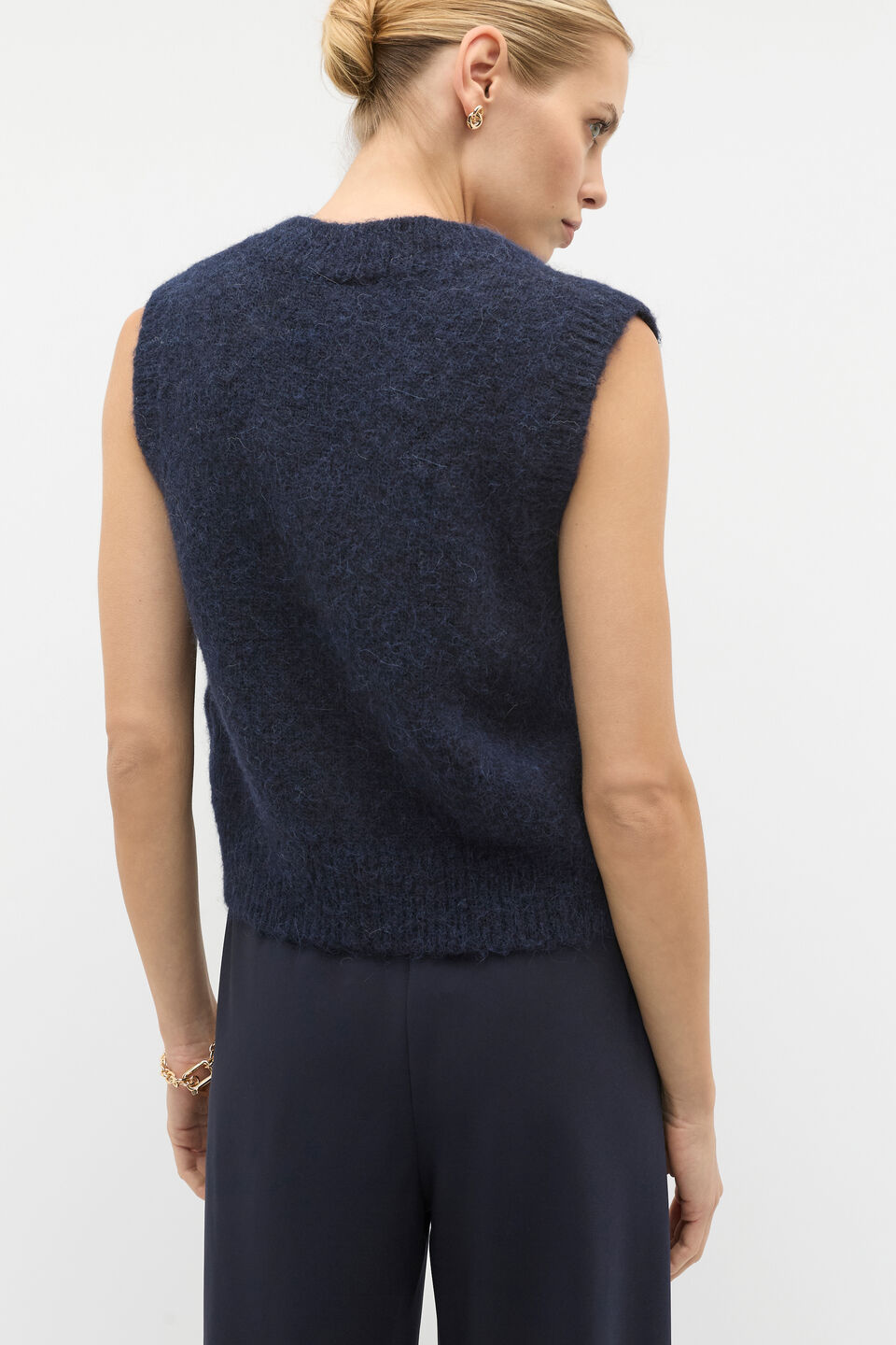 Lofty V Neck Vest  Twilight Blue
