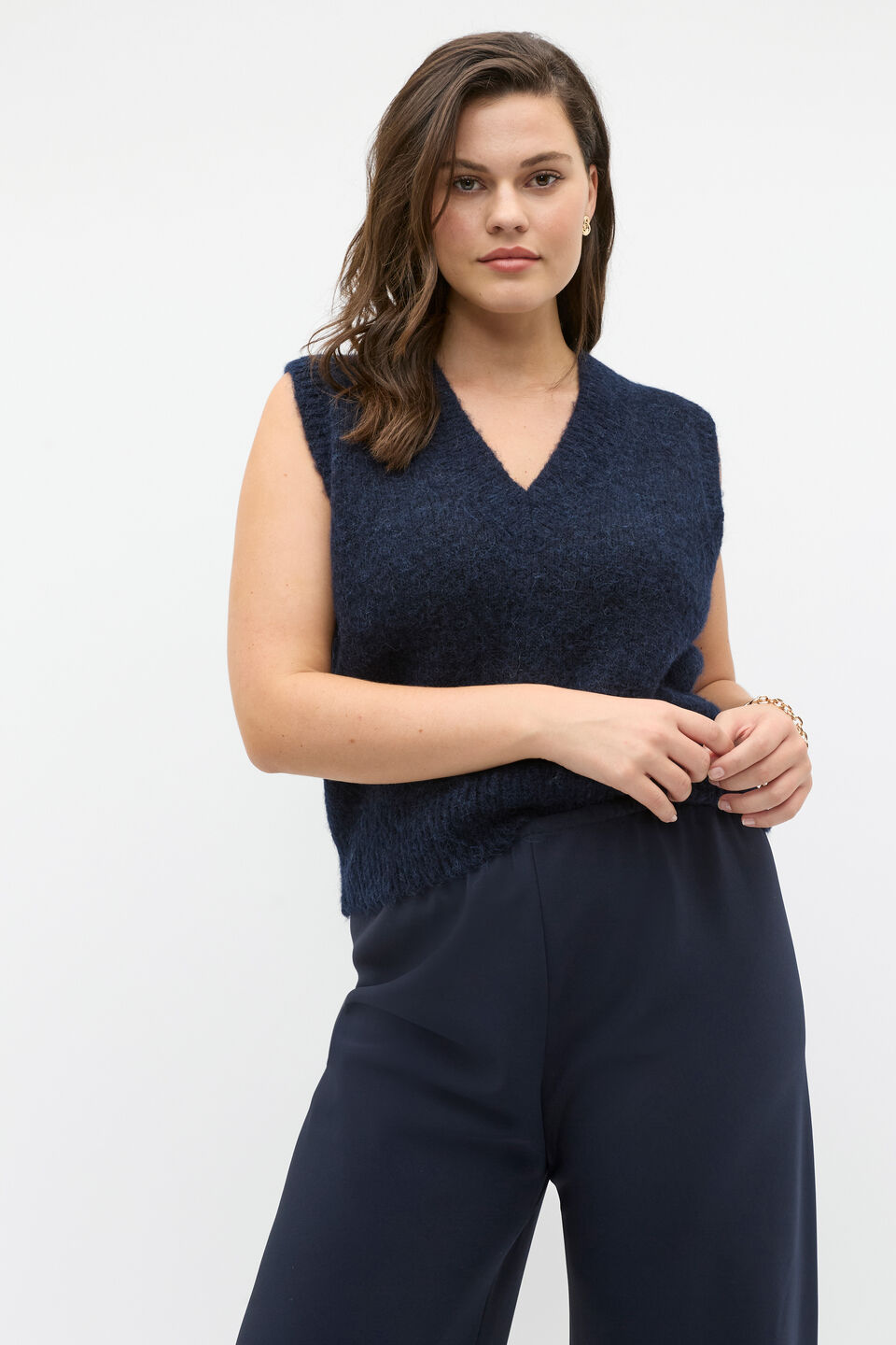 Lofty V Neck Vest  Twilight Blue