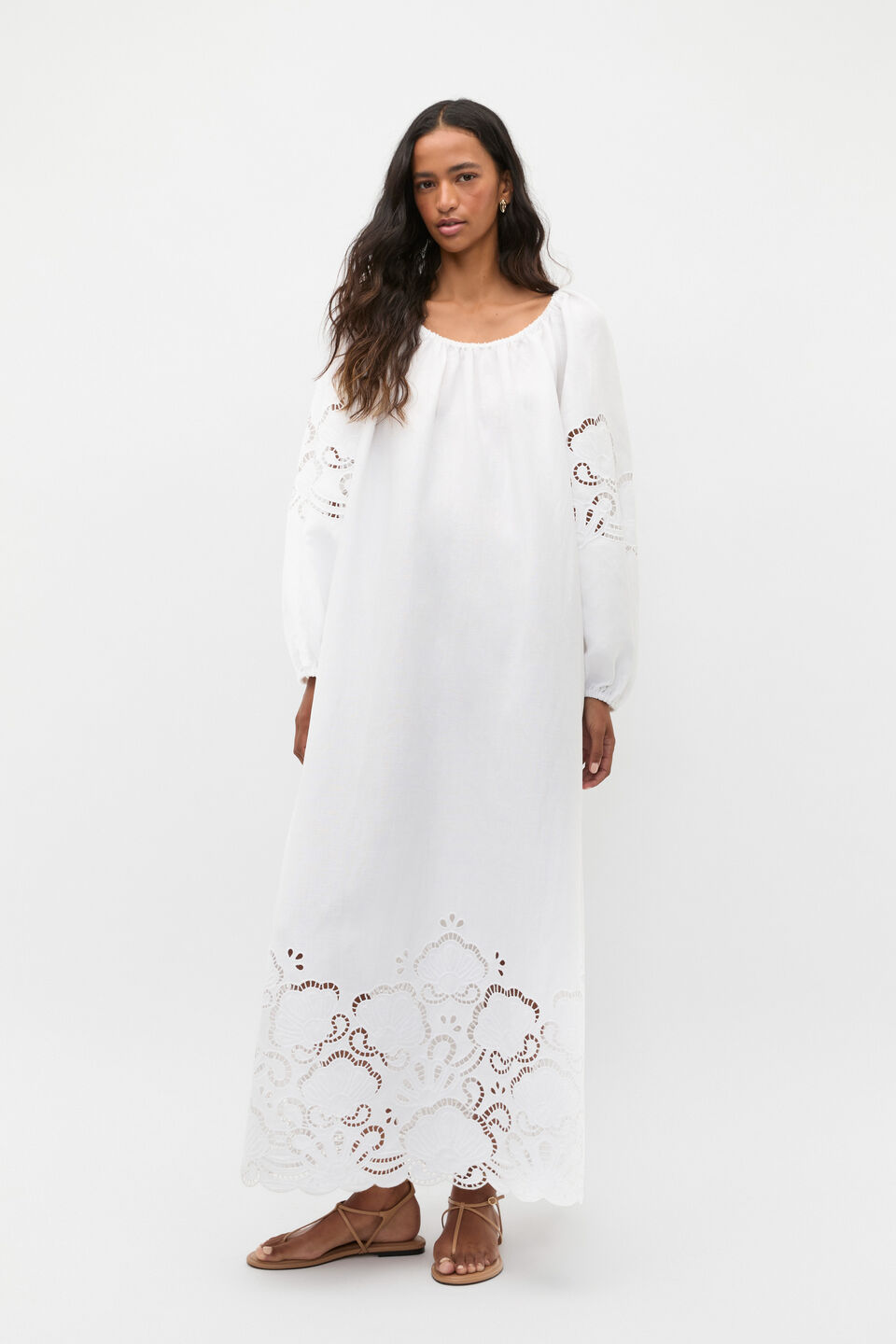 Cutwork Woven Maxi Dress  Whisper White