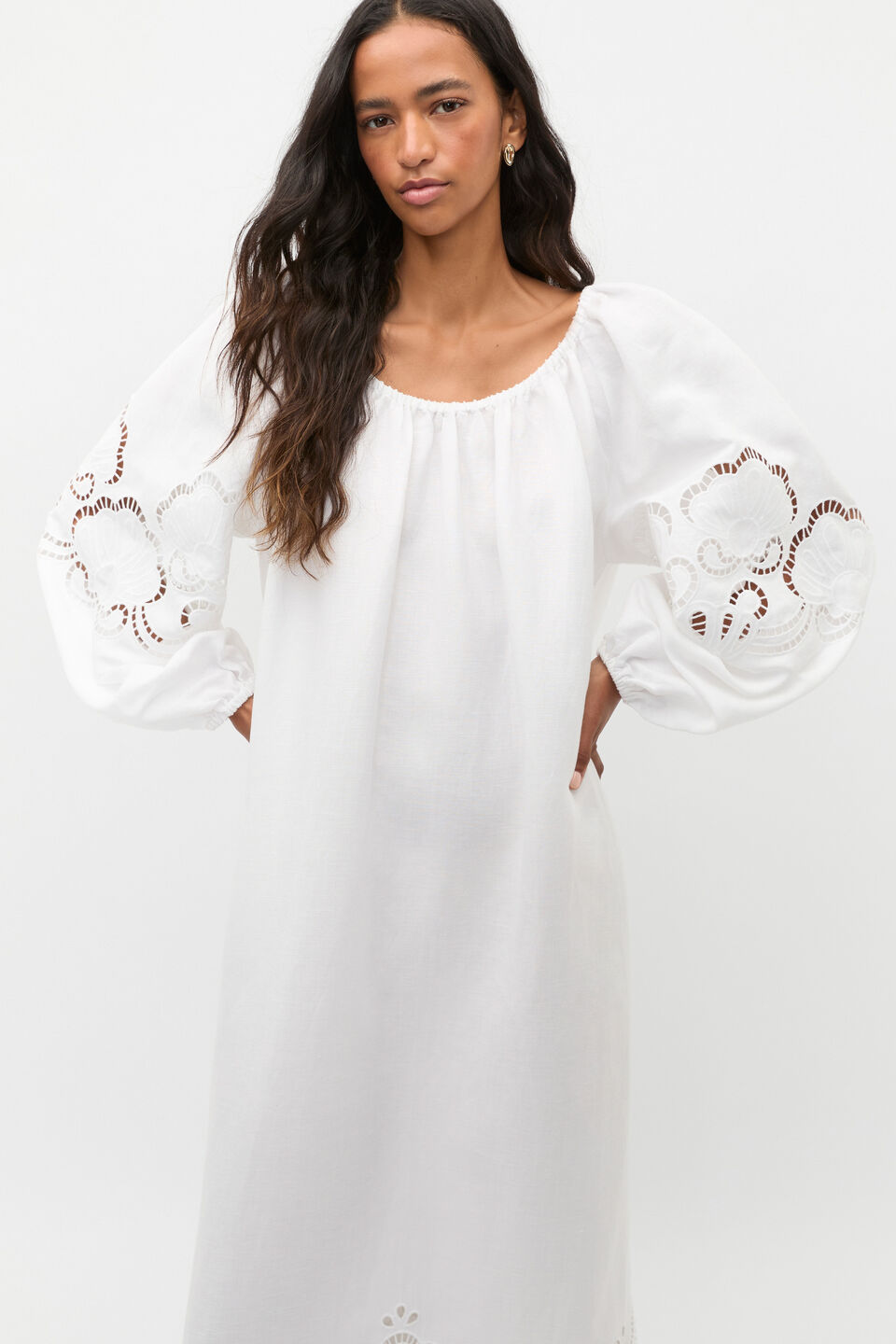 Cutwork Woven Maxi Dress  Whisper White