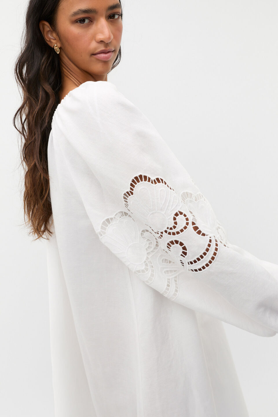Cutwork Woven Maxi Dress  Whisper White