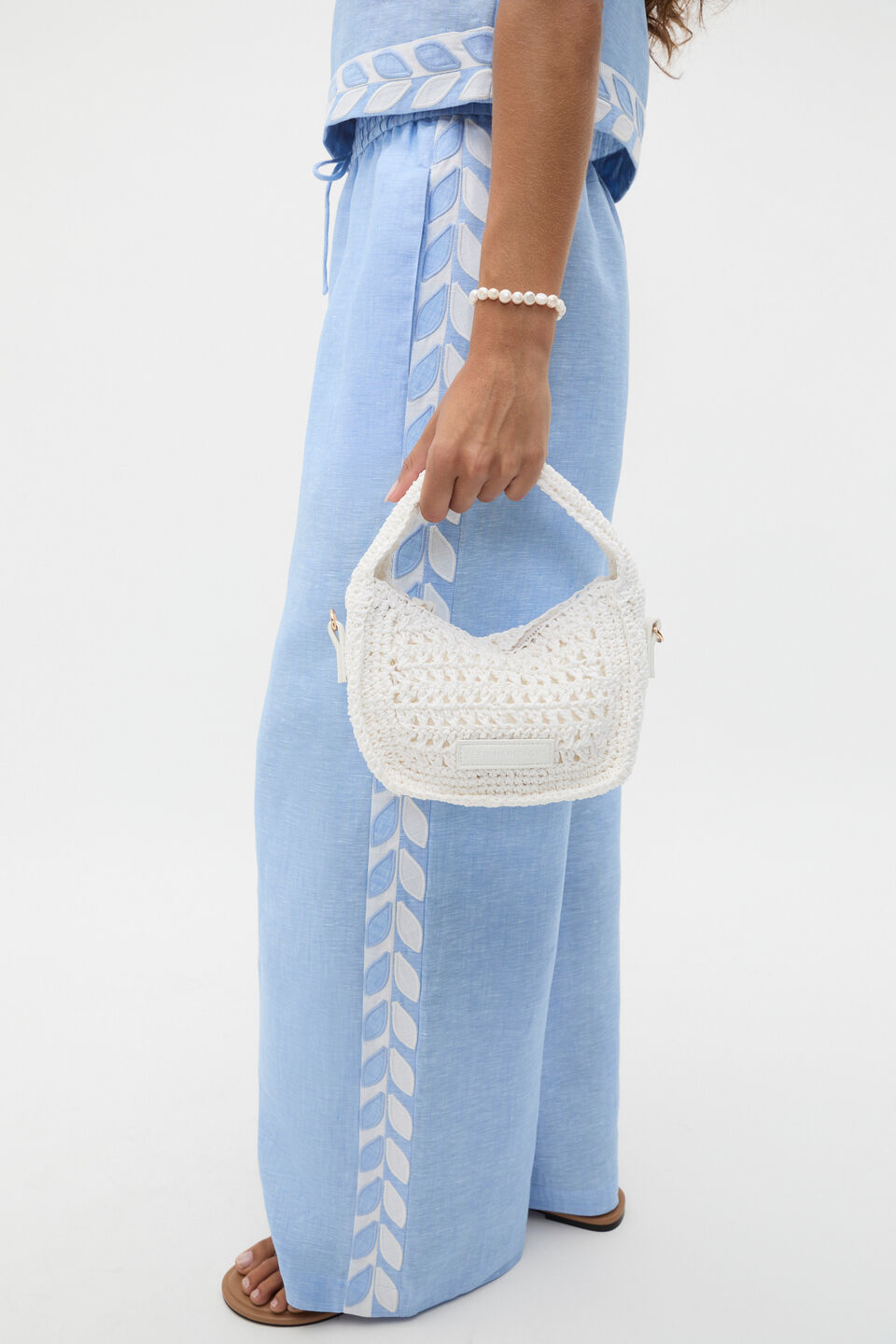 Woven Mini Cross Body Bag  White