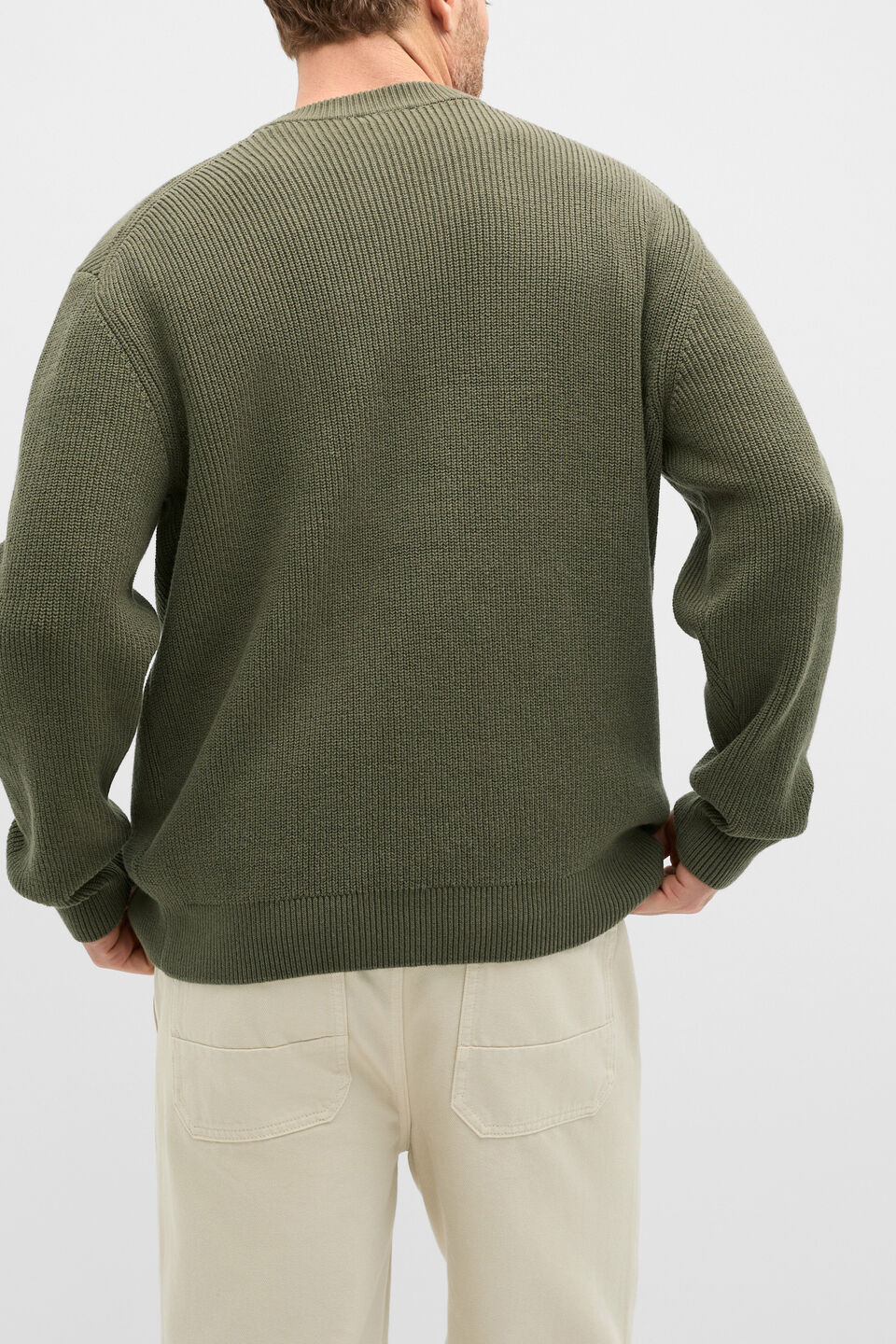Cotton Crew Neck Knit  Olive