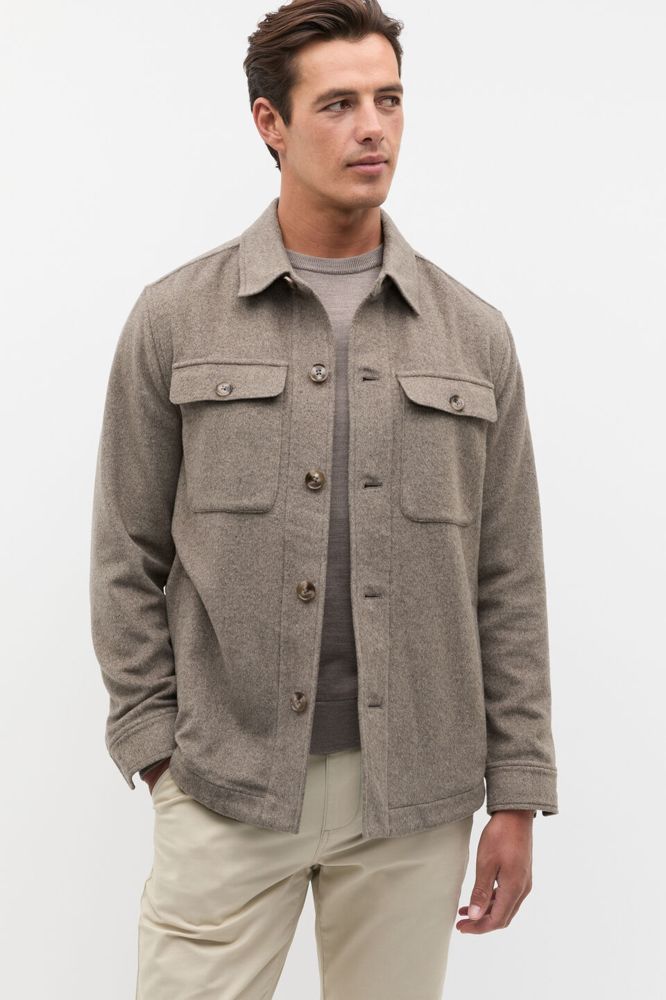 Wool Blend Overshirt  Ash Marle