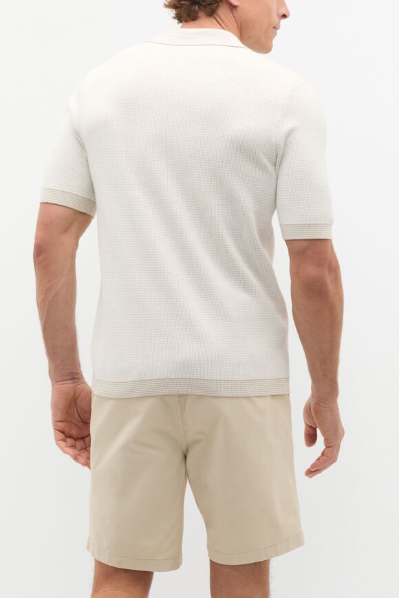 Multi Textured Knit Polo  Almond  hi-res