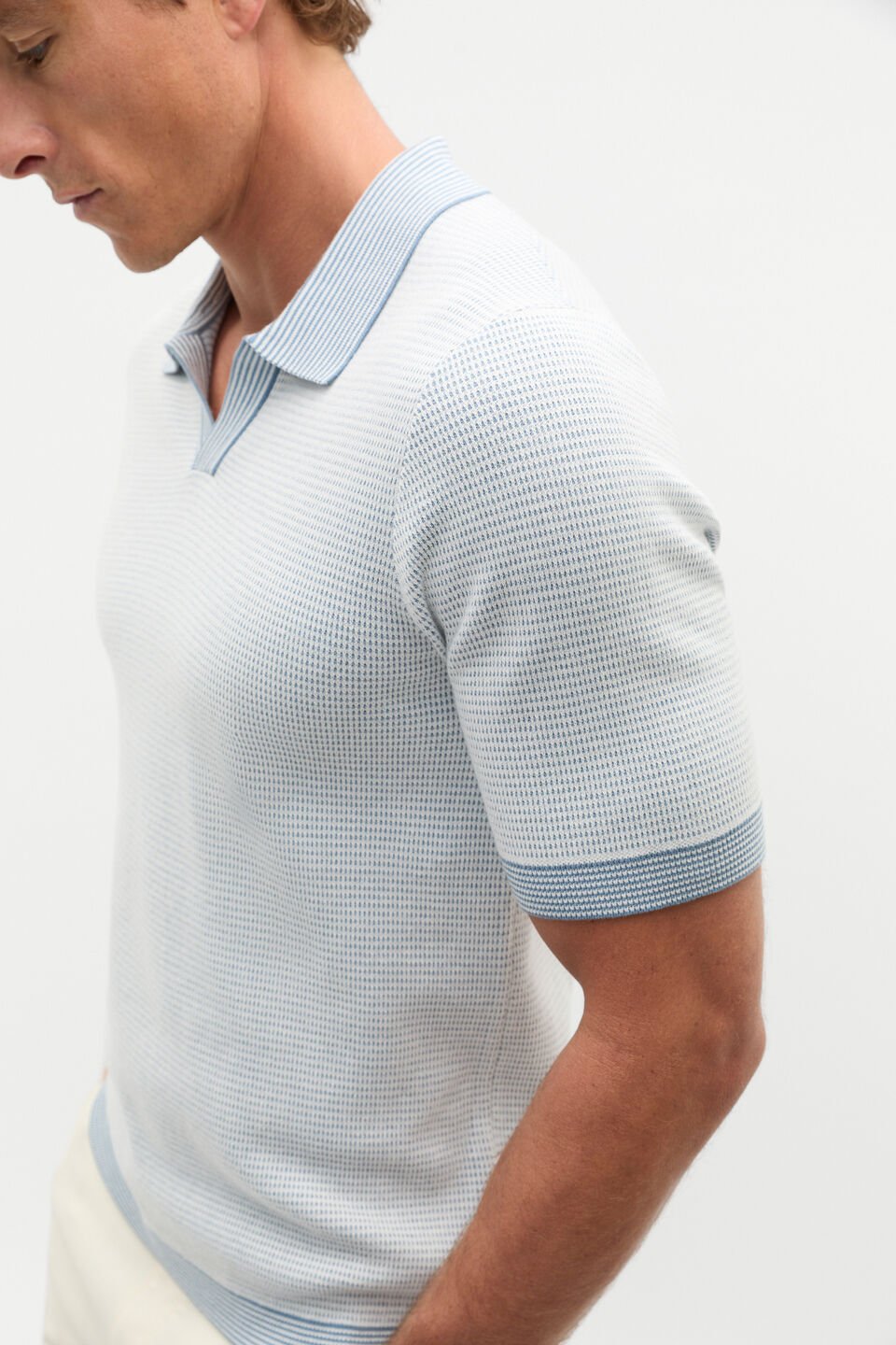 Multi Textured Knit Polo  Sailor
