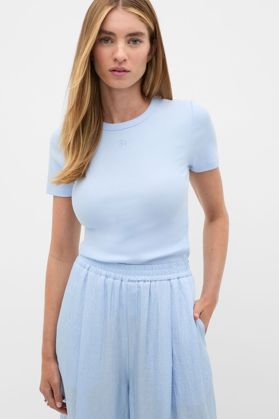 Heritage Rib Tee  Arctic Blue