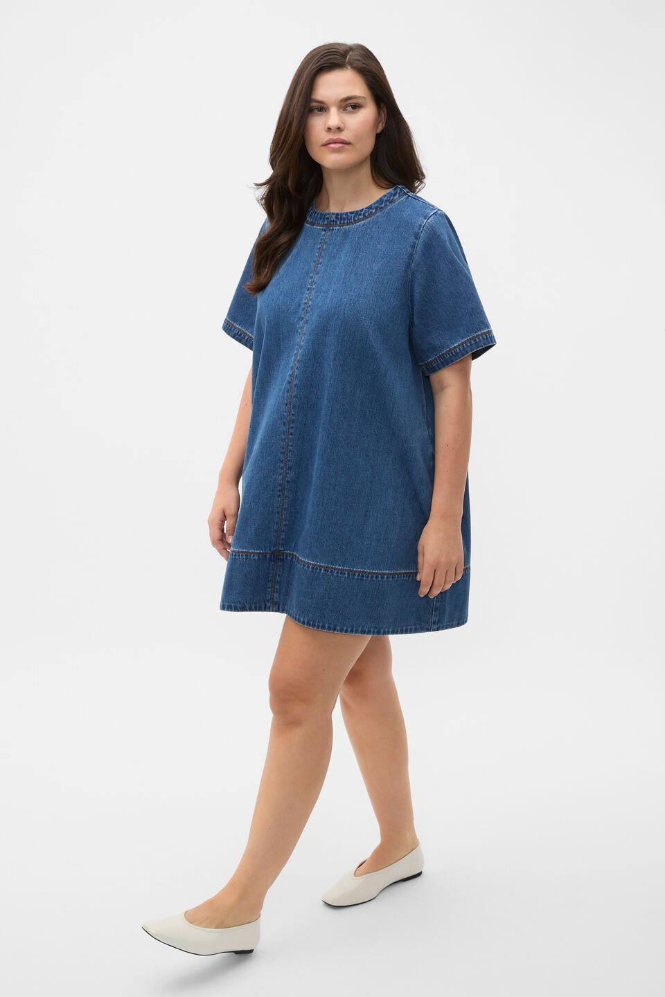 Denim Swing Mini Dress  Heritage Wash