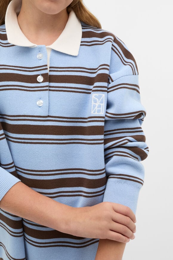 Polo Collar Knit Sweater  Cloud Blue  hi-res