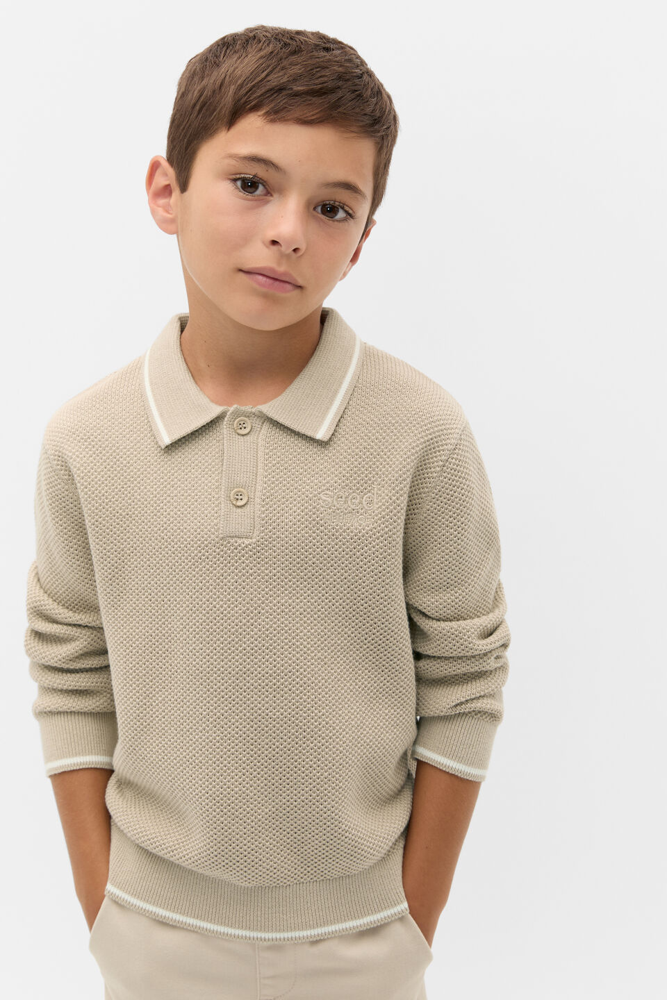 Essential Knit Polo  Milk Tea