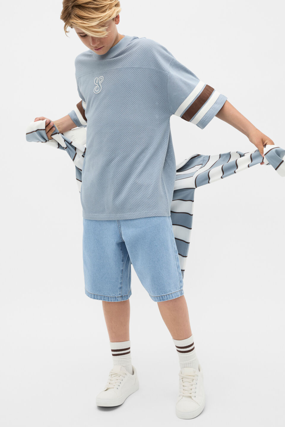 Sport Mesh Tee  Ash Blue