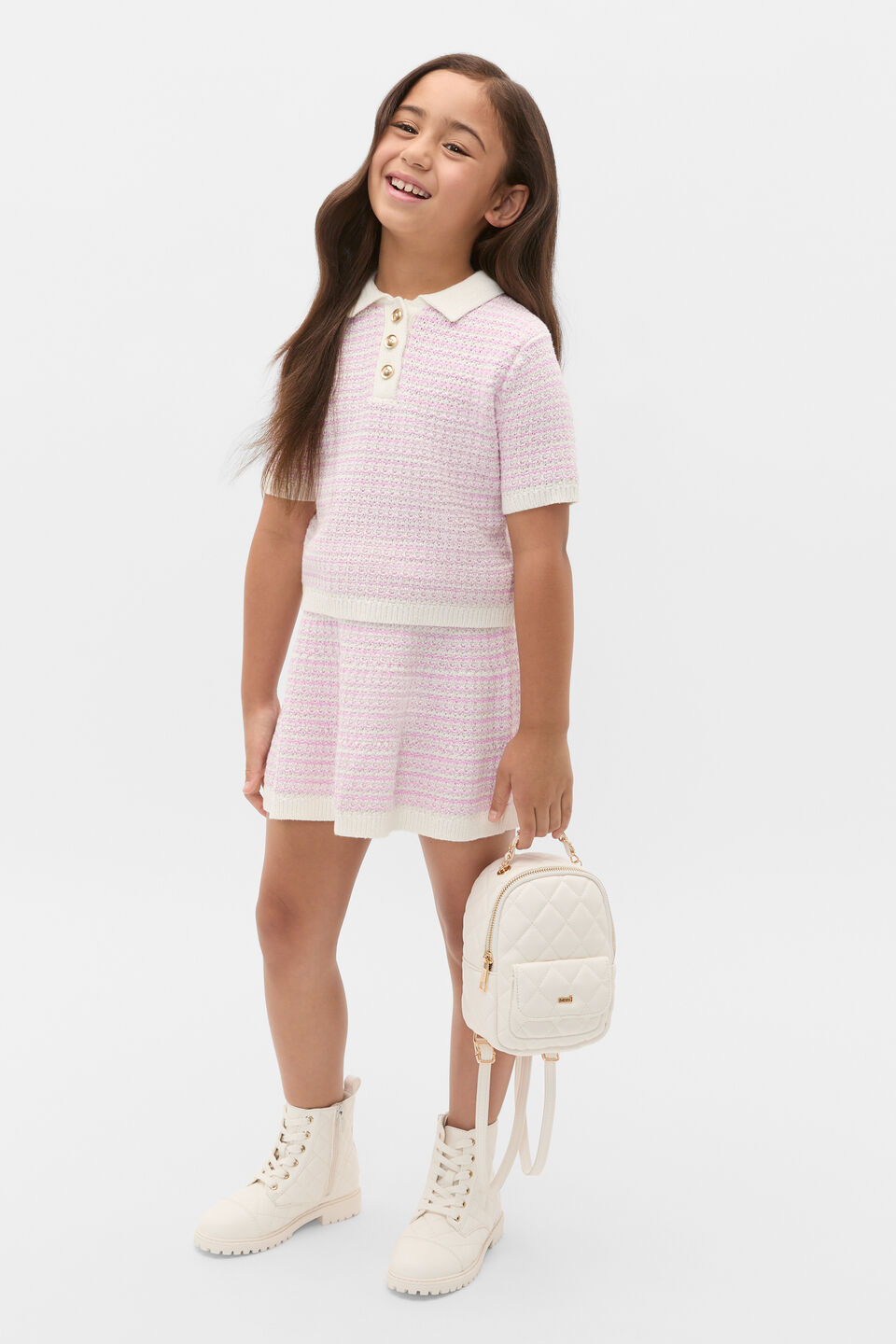 Stripe Knit Polo  Orchid Stripe