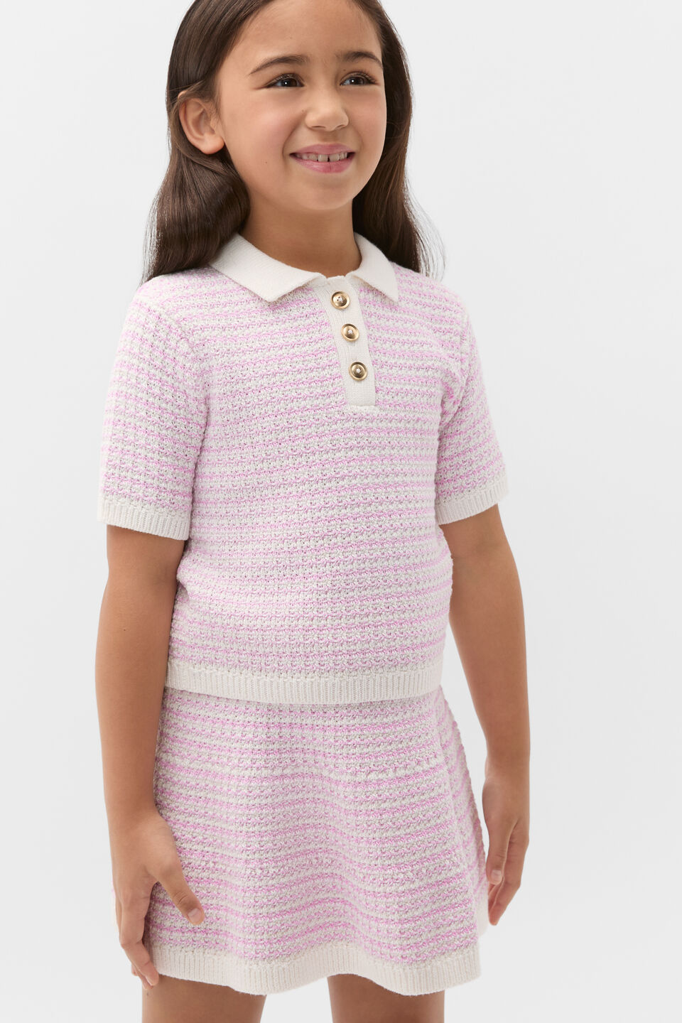 Stripe Knit Polo  Orchid Stripe