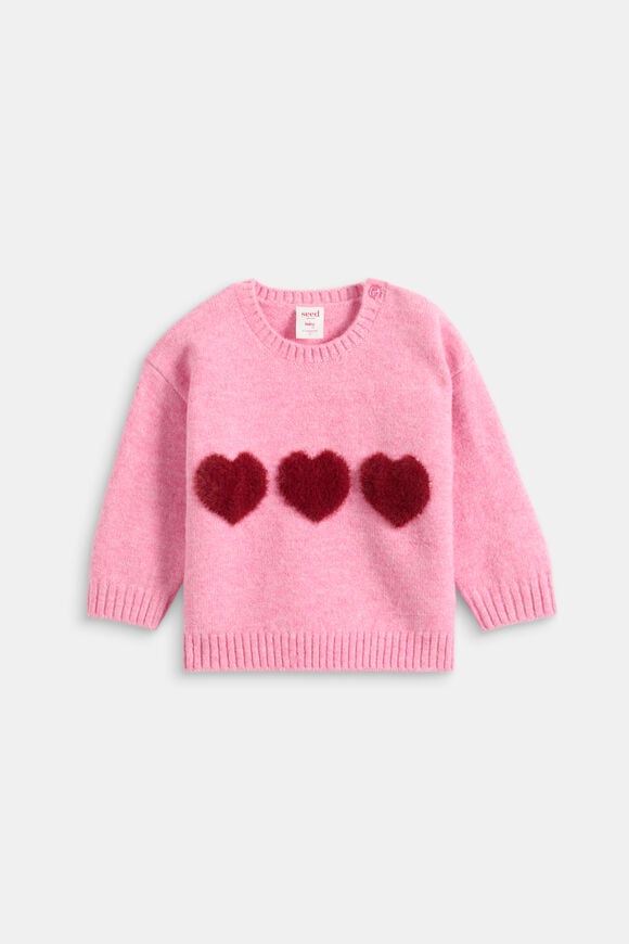 Heart Knit Sweater  Candy Pink  hi-res
