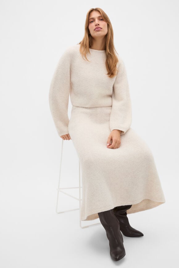 Luxe Fluffy Crop Knit  Vanilla Cream Marle  hi-res