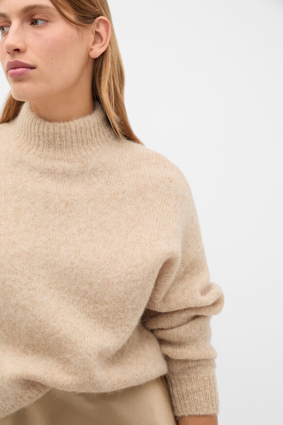 Lofty Mock Neck Knit  Sandstone Marle  hi-res