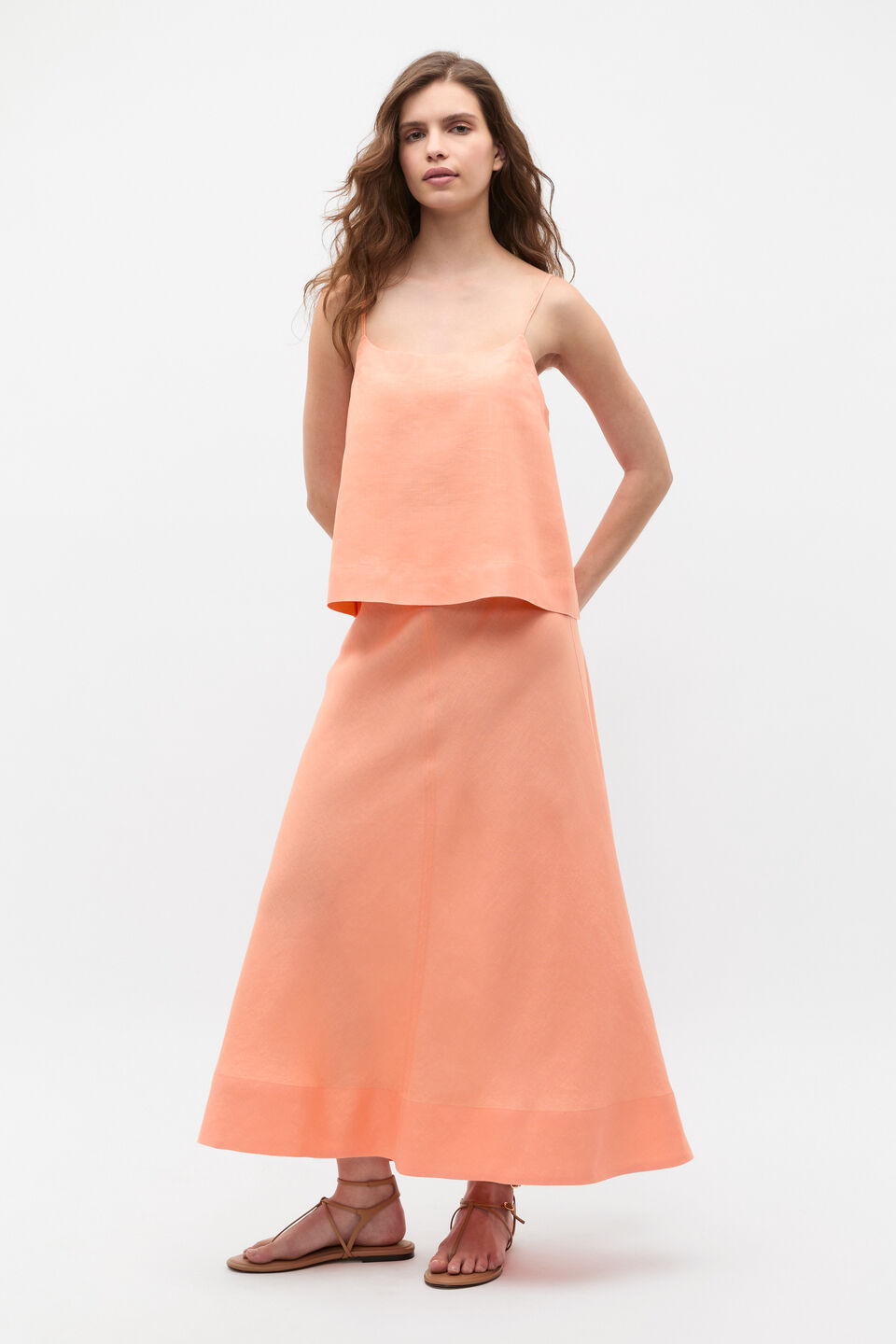 Linen Scoop Cami  Tangerine