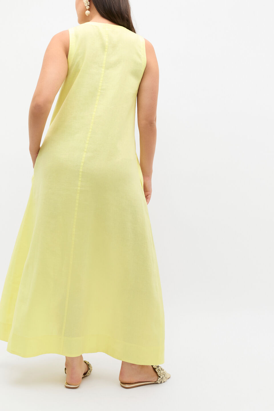 Linen Swing Maxi Dress  Lemongrass