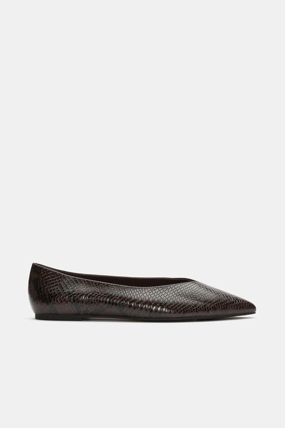 Clem Pointed Ballet Flat  Coffee Bean Snake Print  hi-res