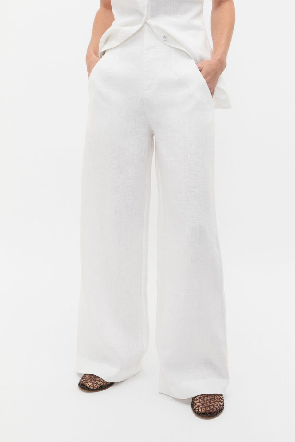 Core Linen Waisted Pant  Whisper White