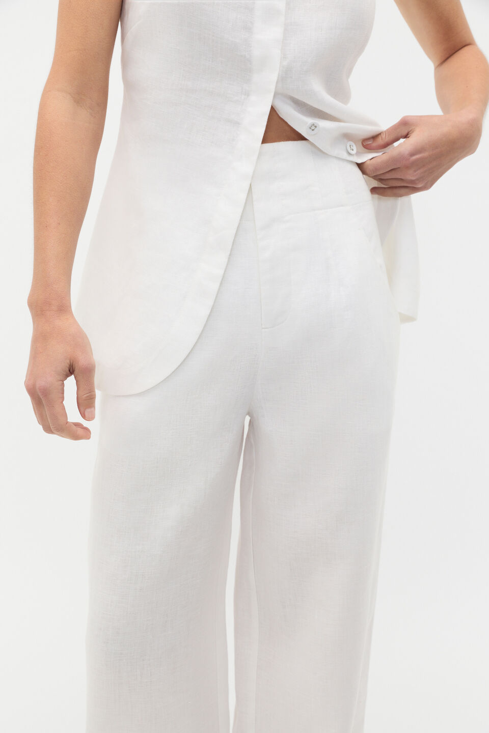Core Linen Waisted Pant  Whisper White