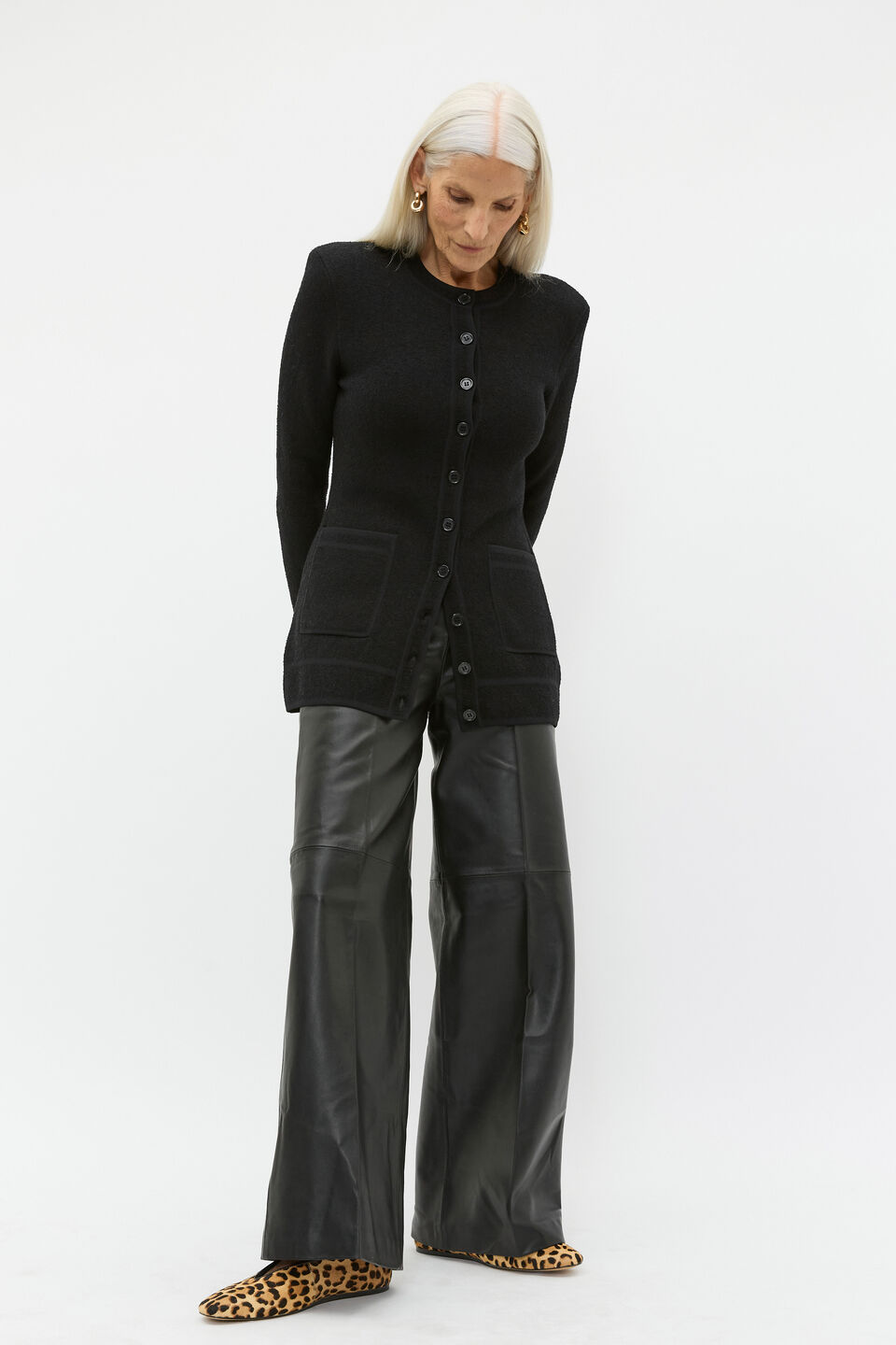 Boucle Fitted Cardigan  Black