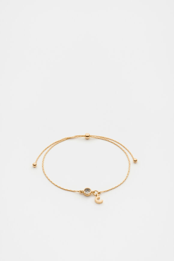 Stone Drop Initial Bracelet  C  hi-res