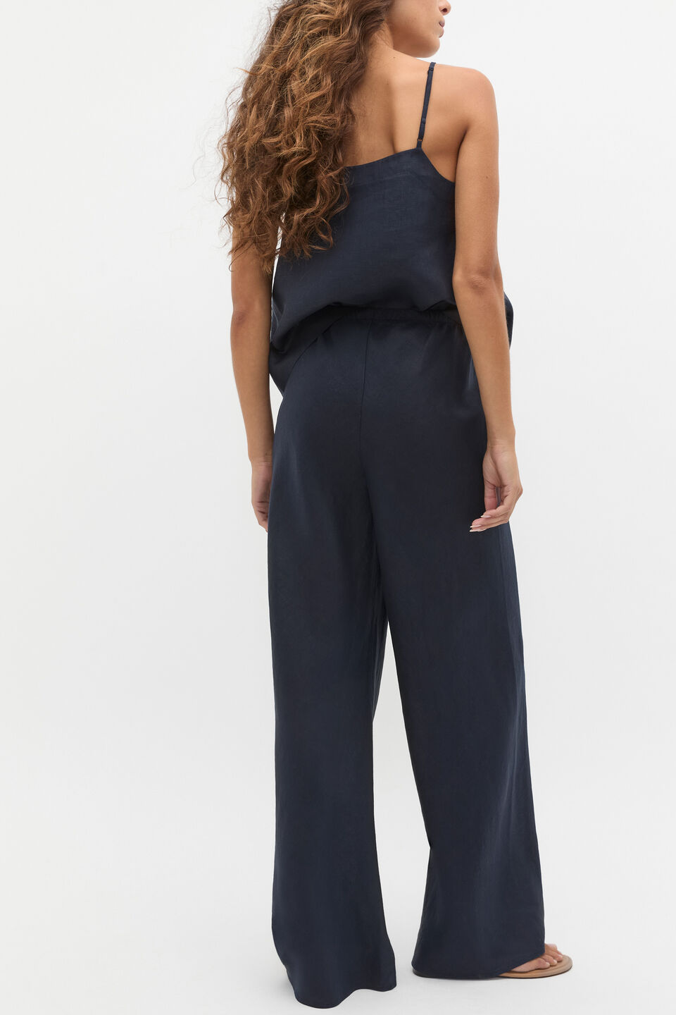 Core Linen Easy Wide Leg Pant  Twilight Blue