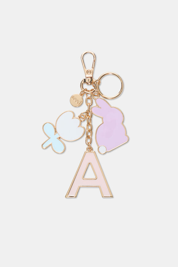 Bunny Initial Keyring  A  hi-res