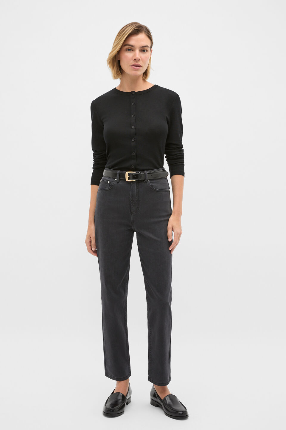 Core Straight Leg Stretch Jean  Washed Black