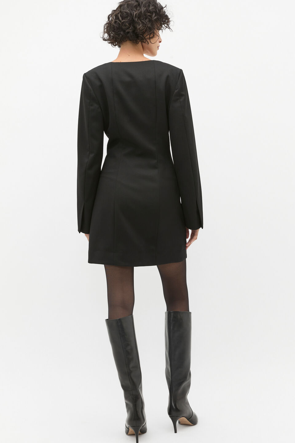 Wool Blend Mini Dress  Black