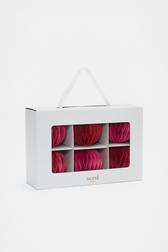 Paper Honeycomb Bauble Set of 6  Fuchsia  hi-res