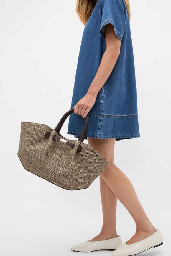 Top Handle Textured Mini Tote  Chocolate  hi-res