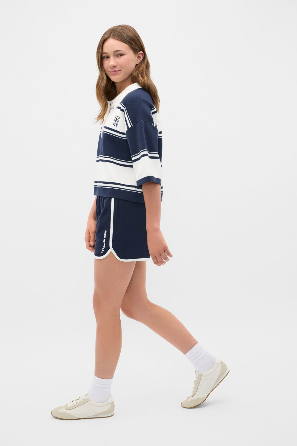 Logo Track Short  New Navy