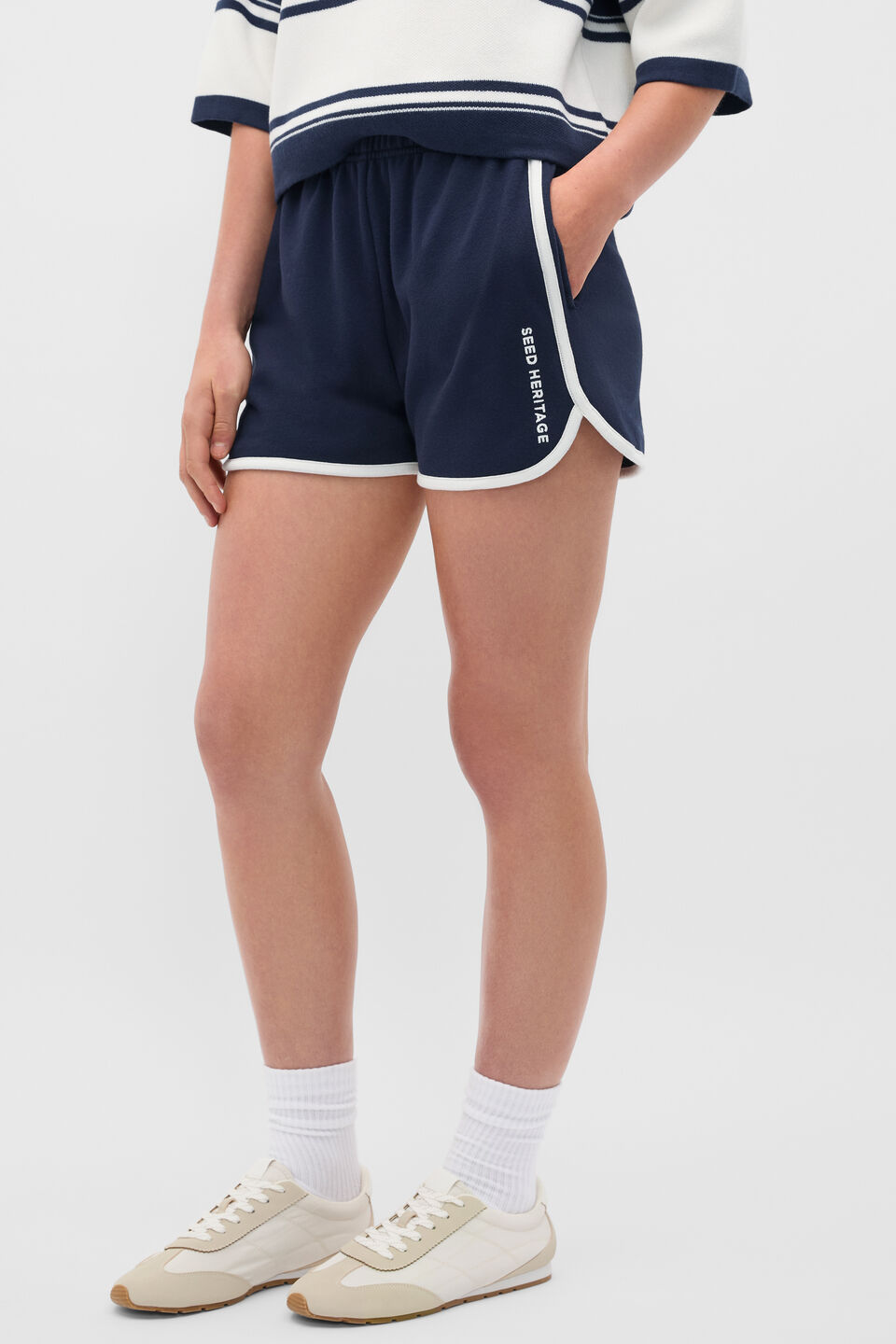 Logo Track Short  New Navy