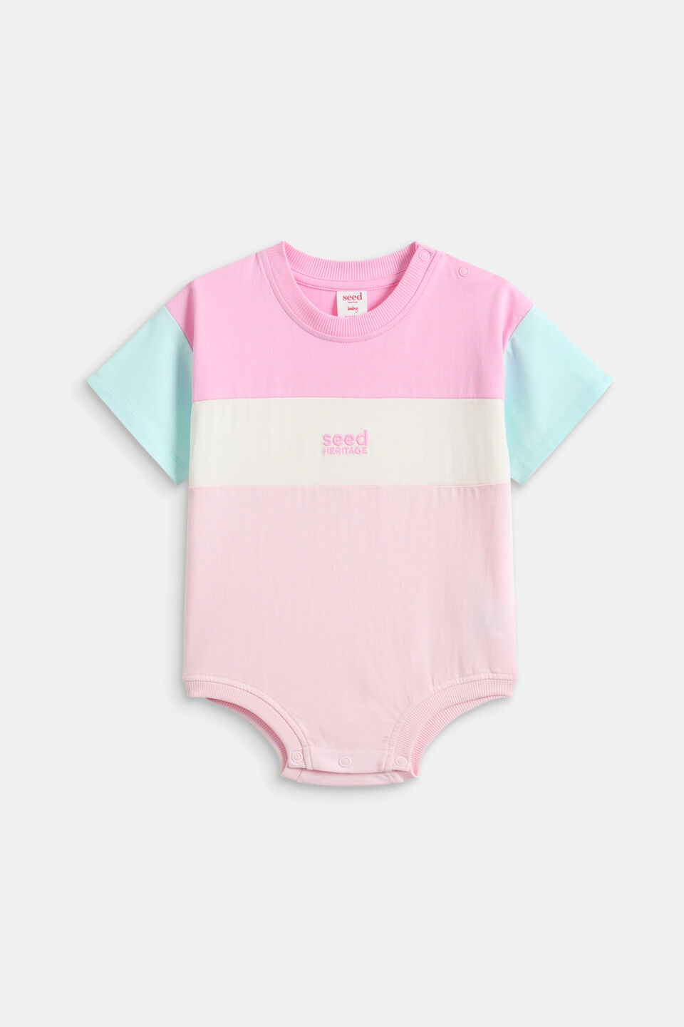Spliced Logo Romper  Pink Lemonade