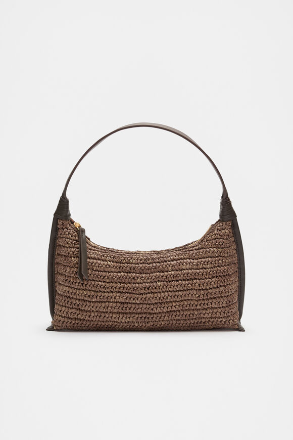 Raffia Shoulder Bag  Chocolate  hi-res