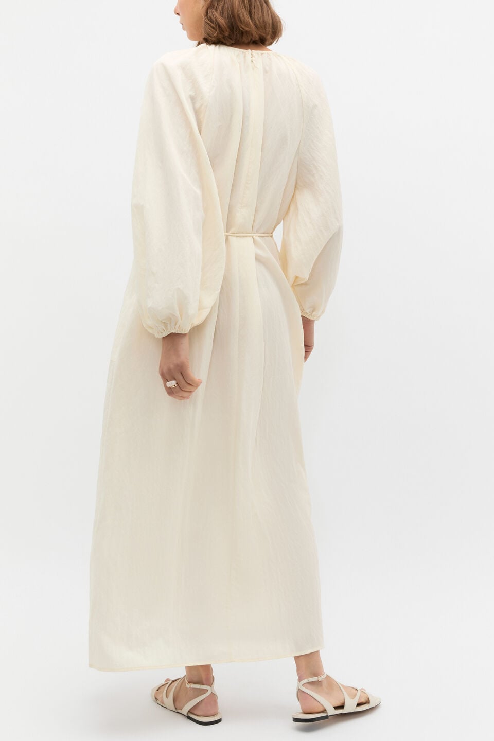 Crushed Gathered Maxi Dress  Buttercream